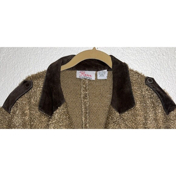 Fleur David Rodriguez Fuzzy Knitted Long Jacket Women Plus Sz 2X Brown - Picture 7 of 11